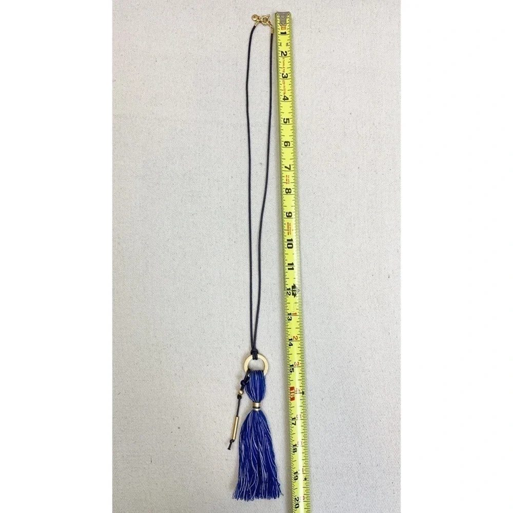 Madewell Blue Tassel Matte Gold Necklace - Picture 6 of 6